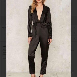 Nasty Gal Black Satin Jumpsuit NWT